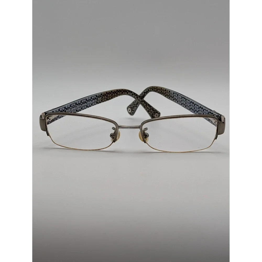 Coach HB 5027B Gunmetal‎ Rectangular Eyeglasses Frames Crystal Logo Temples